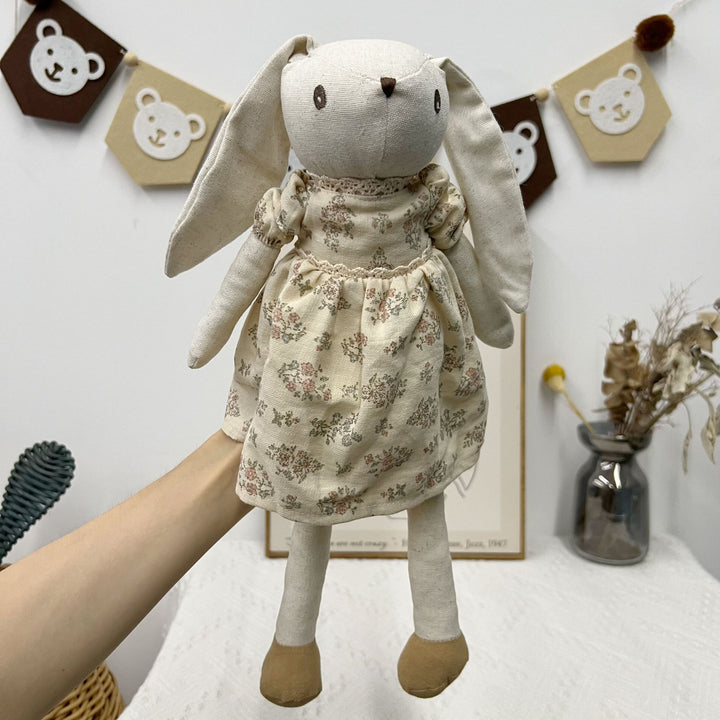 Linen Polka-Dot Floppy-Ear Bunny Doll