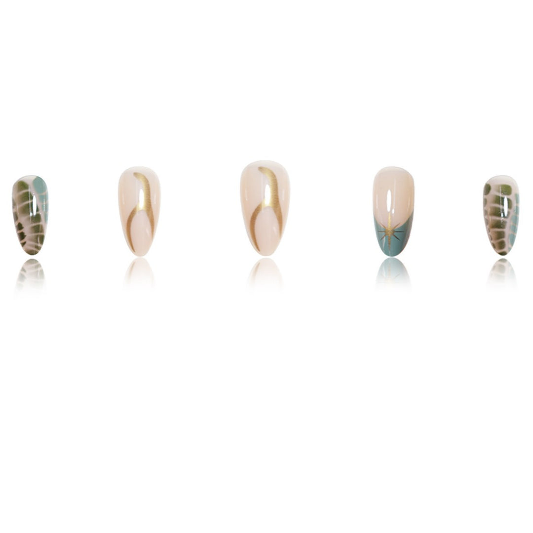 Artistic Almond-Shaped Press-On Nail Extensions Stornfield