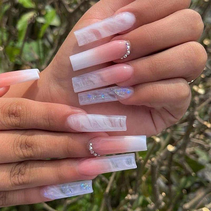 Elegant Crystal-Embellished Press-On Nail Design Stornfield