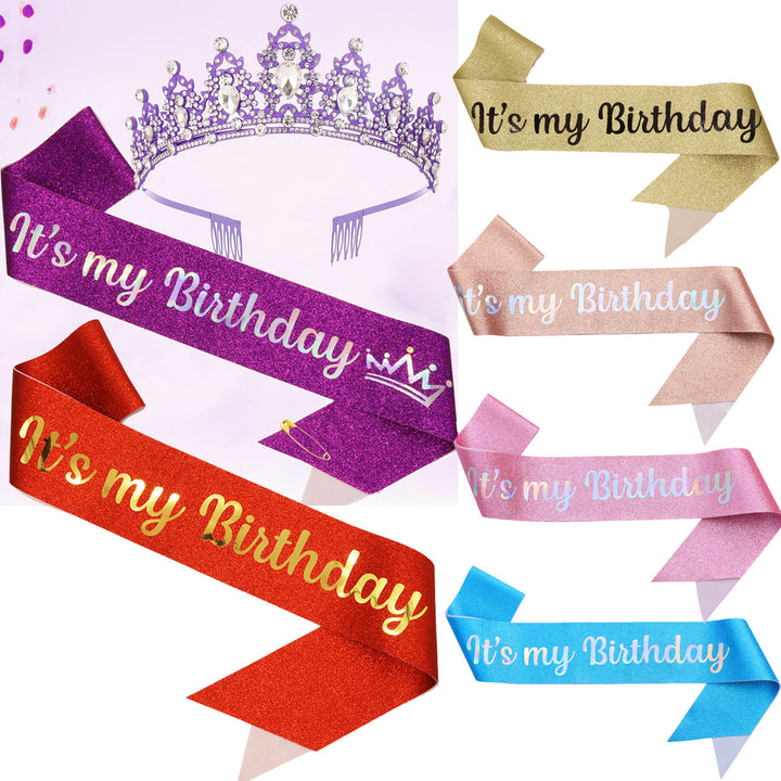 Ladies Festive Birthday Band with Glitter Design Stornfield