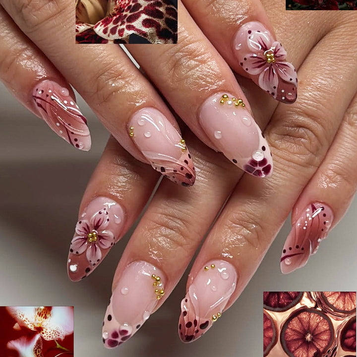 Premium Decorative Floral Press-On Nail Tips Stornfield