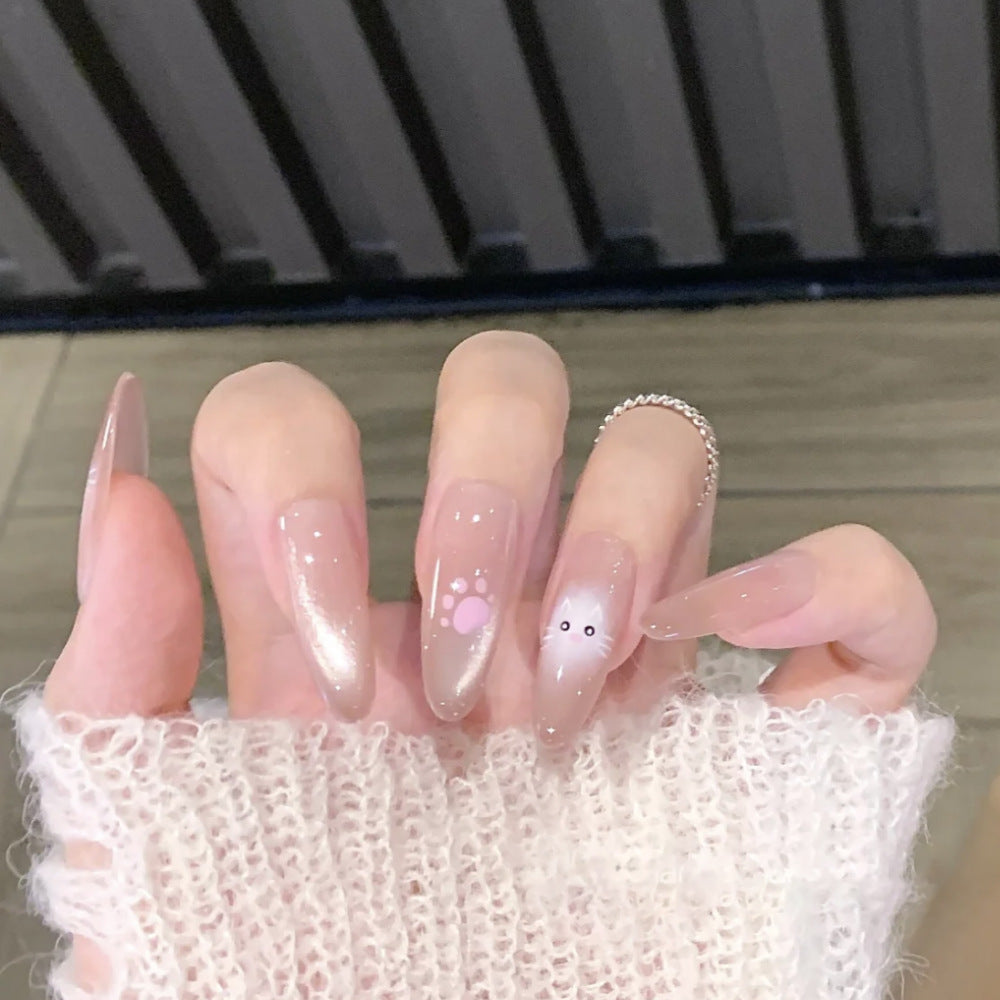 Artificial nails with elegant ombre effect and glitter accents Stornfield