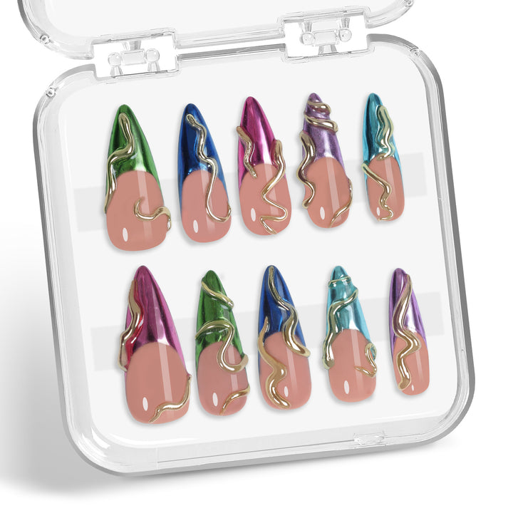 Artificial nail set in elegant design with creative accents Stornfield
