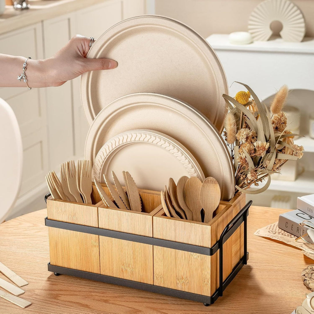 Bamboo Cutlery Organizer with Practical Compartments Stornfield