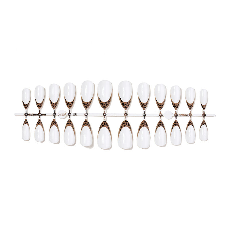 Decorative Press-On Nail Set with Elegant Leopard Accents Stornfield
