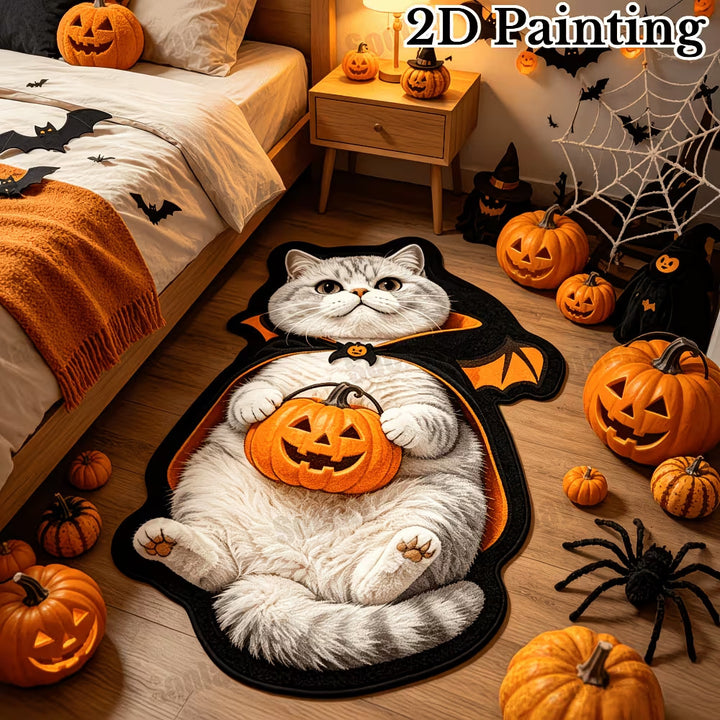 Halloween Cat-Themed Plush Area Rug