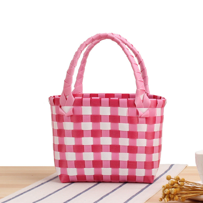 Handbag made of woven material with a stylish check pattern Stornfield