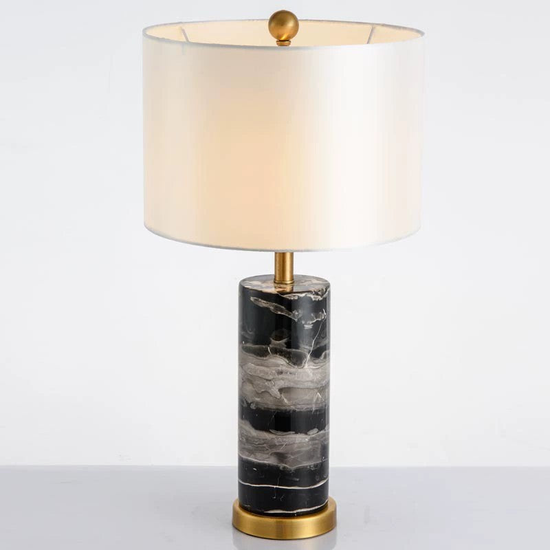 Marble Base Table Lamp with Elegant Fabric Shade