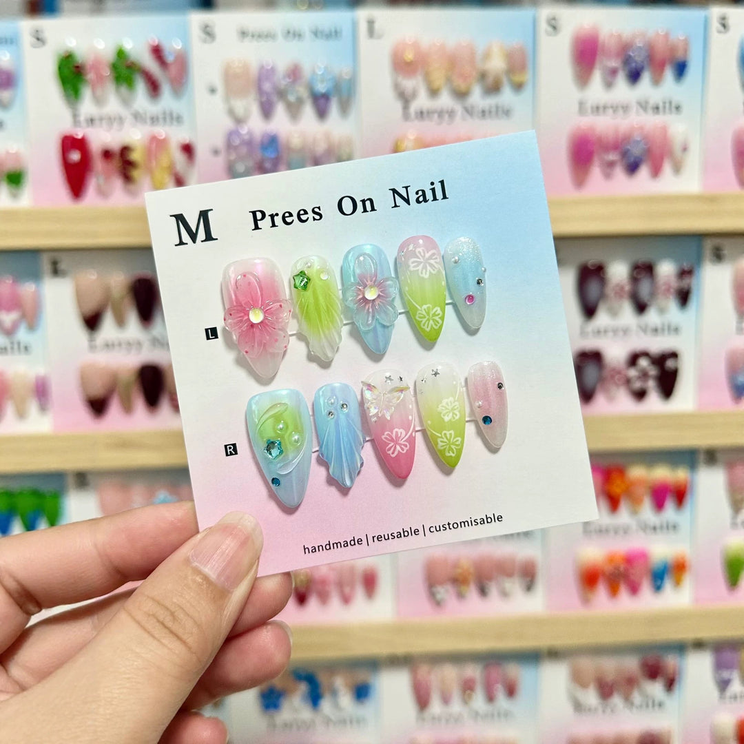 Customizable Floral Design Press-On Nails