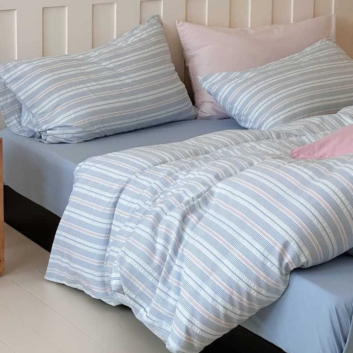 Lightweight Cotton-Linen Striped Duvet Cover and Pillowcase Set