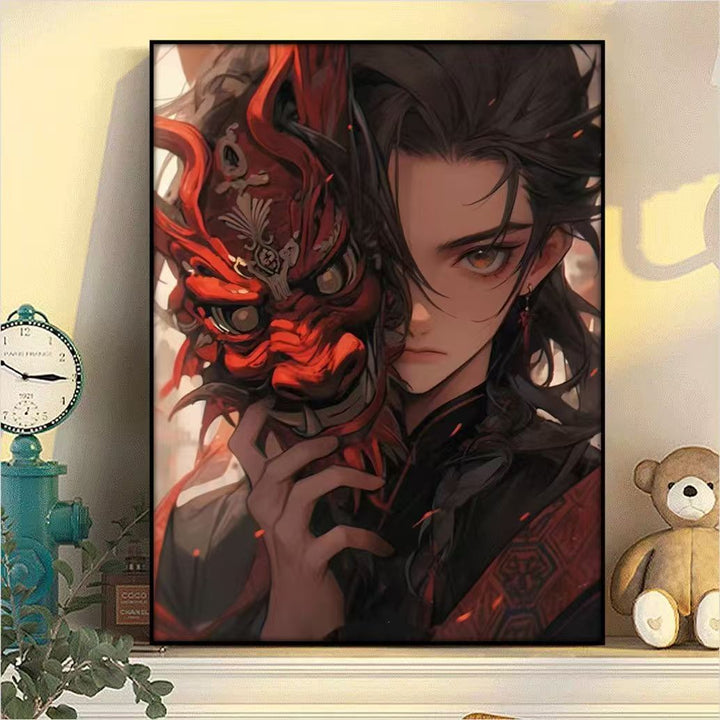 Dramatic Fantasy Mask Illustration Canvas Art Stornfield