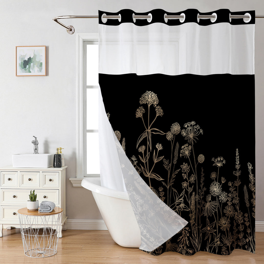 Elegant Floral Print Shower Curtain Stornfield