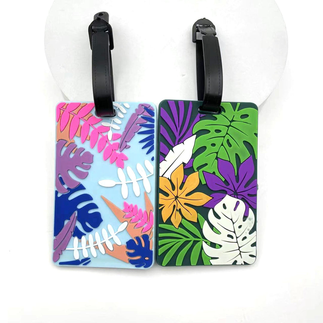 silicone tropical leaf luggage tag with embossed layered design Stornfield