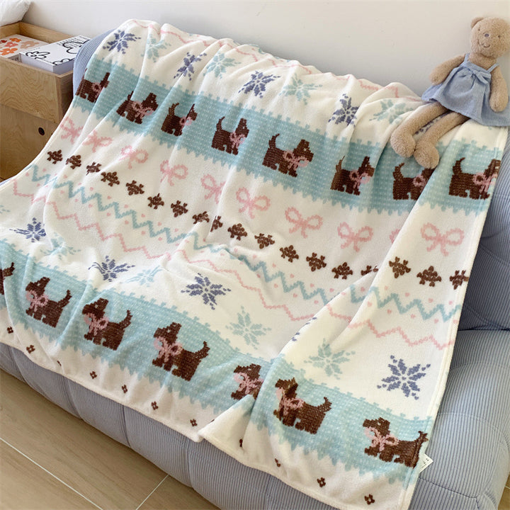 Cozy Plush Cartoon Dog-Themed Throw Blanket