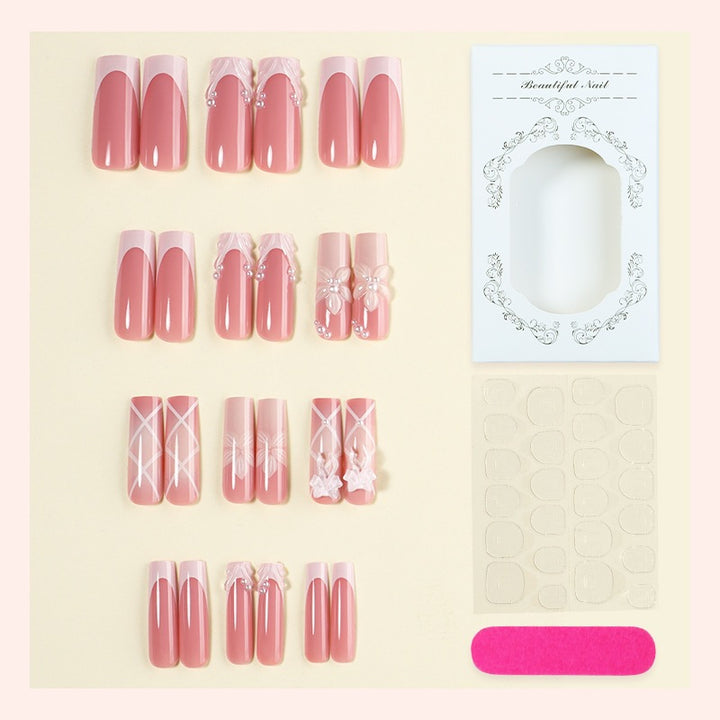 Nail set with elegant flower and glitter decorations Stornfield