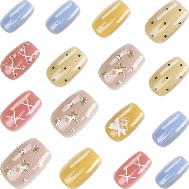 Artistic Press-On Nail Set with Unique Patterns Stornfield