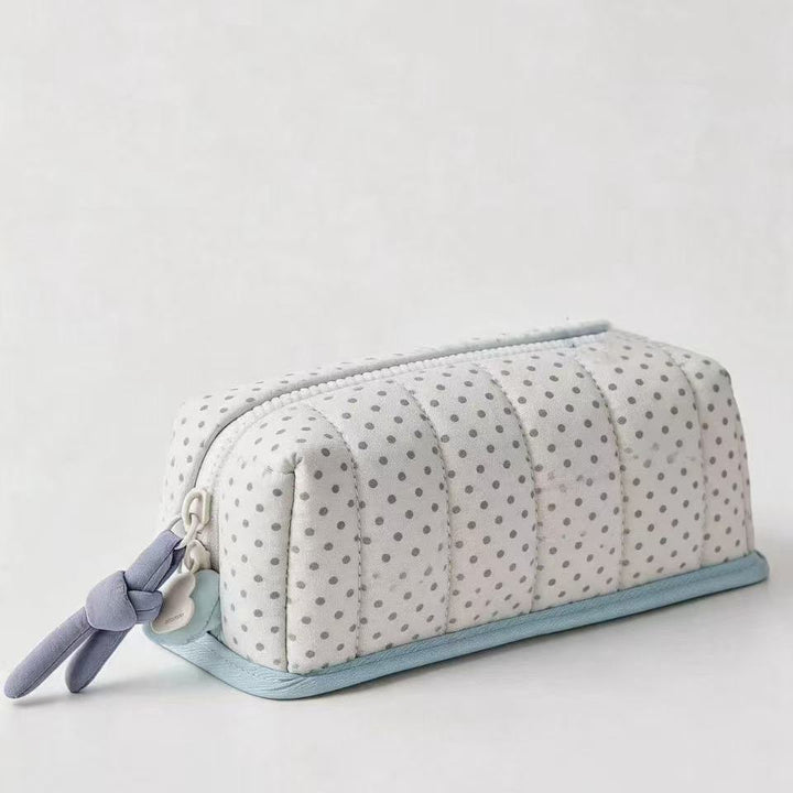 Quilted Multi-Compartment Zippered Pencil Case