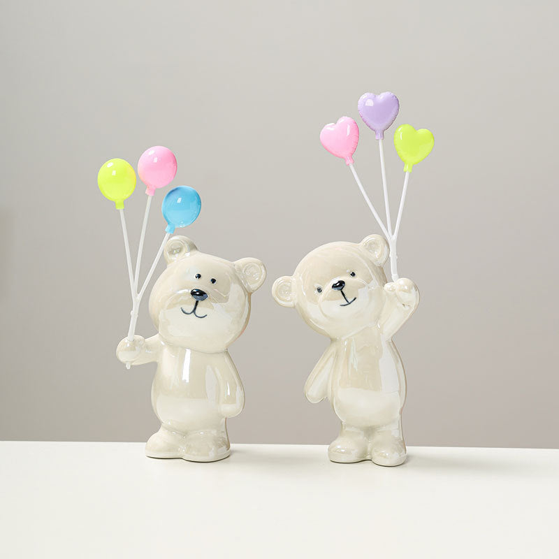 Cute ceramic bear figurine with balloons Stornfield