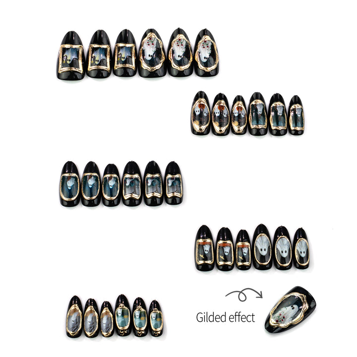 Spooky Halloween-Themed Press-On Nail Art Set
