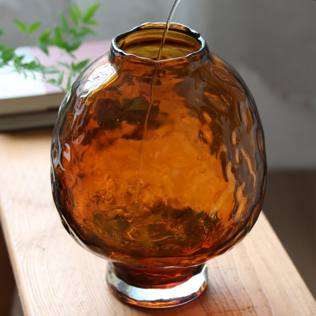 Handblown Organic Mushroom-Shaped Pedestal Vase with Thick Base Stornfield