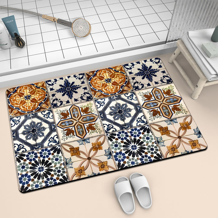 Colorful Geometric Pattern Bath Mat Stornfield