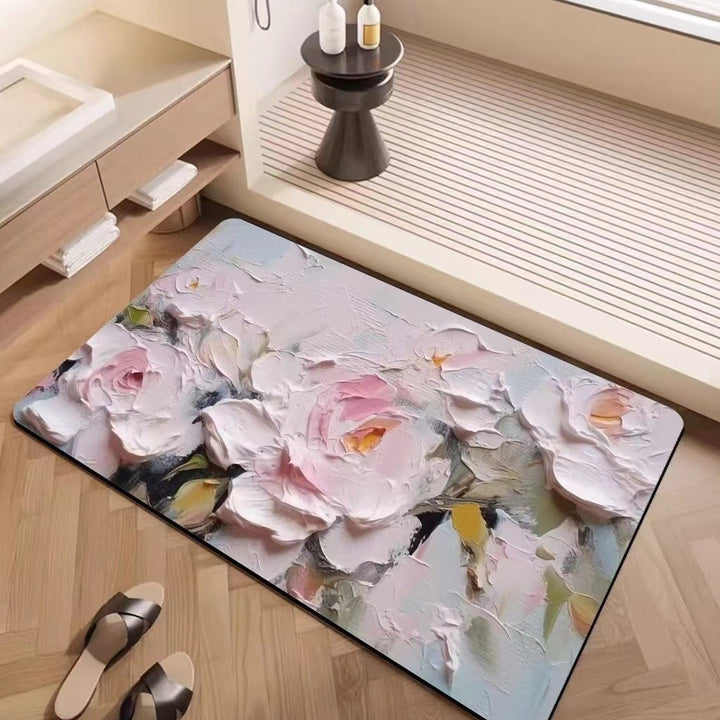 Luxury Textured Floral Bath Mat Stornfield