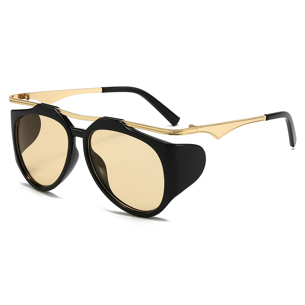 Ladies Fashion Sport Sunglasses with Oversized Frame and Golden Accents Stornfield
