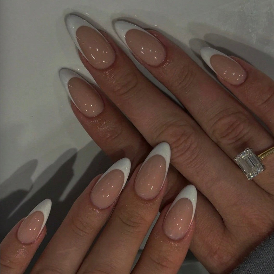 Artificial nail set with elegant French design and trendy accents Stornfield