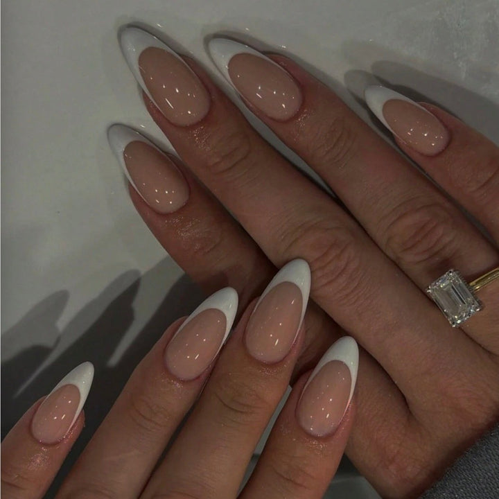 Artificial nail set with elegant French design and trendy accents Stornfield