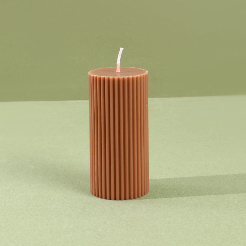 Decorative Tall Ribbed Column Candle for Home Ambience