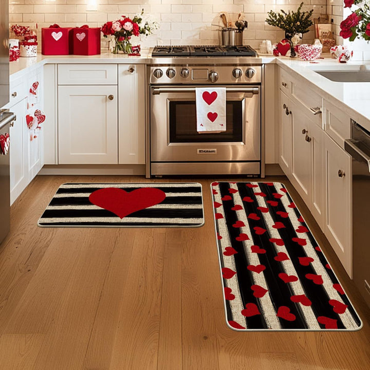 Heart-Themed Kitchen Runner Mat Stornfield