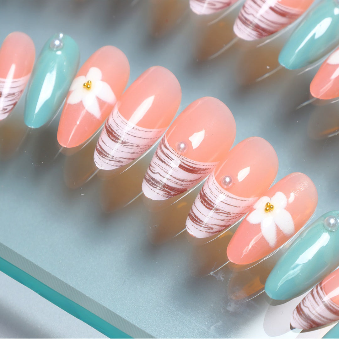 Artistic Floral Nail Extensions Stornfield