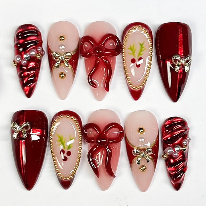 Decorative Press-On Nail Set with Holiday Designs Stornfield