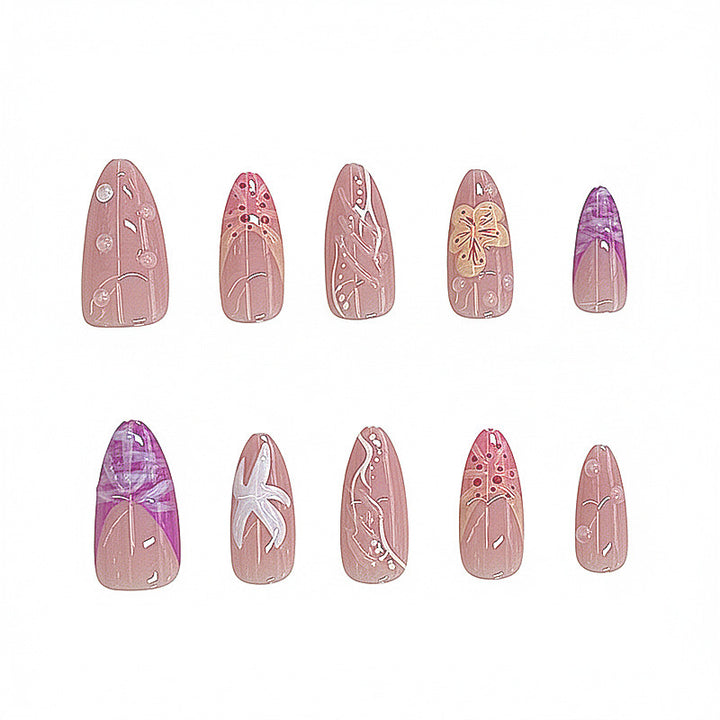 Artistic Floral Press-On Nail Design Stornfield