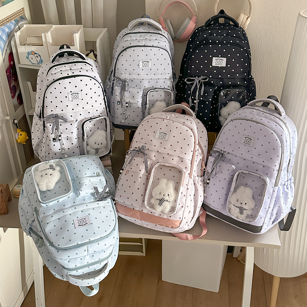 Playful Polka Dot Backpack with Transparent Window Stornfield