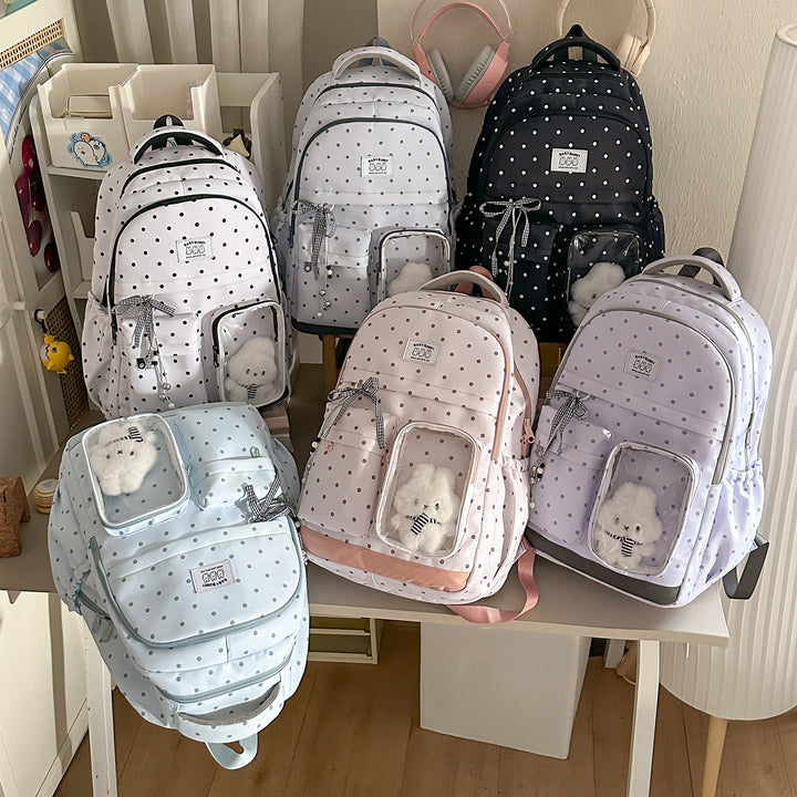 Playful Polka Dot Backpack with Transparent Window Stornfield