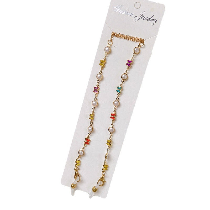 Stylized glasses holder chain with colorful crystals Stornfield