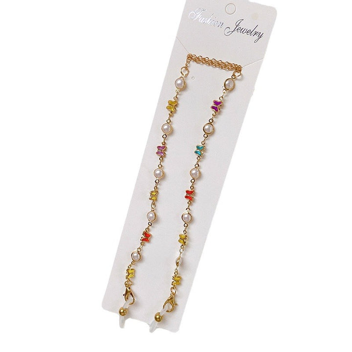 Stylized glasses holder chain with colorful crystals Stornfield