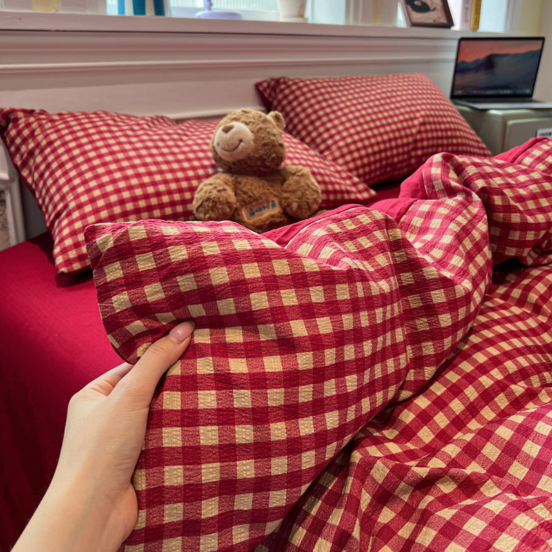Cozy Plaid Cotton Bedding Set