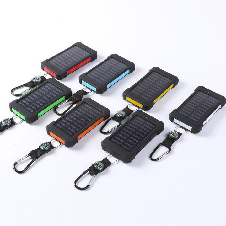 Solar-powered power bank with integrated compass and carabiner hook Stornfield