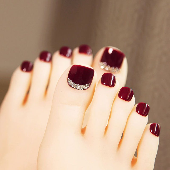 Premium Rhinestone-Accent Press-On Toenail Set Stornfield