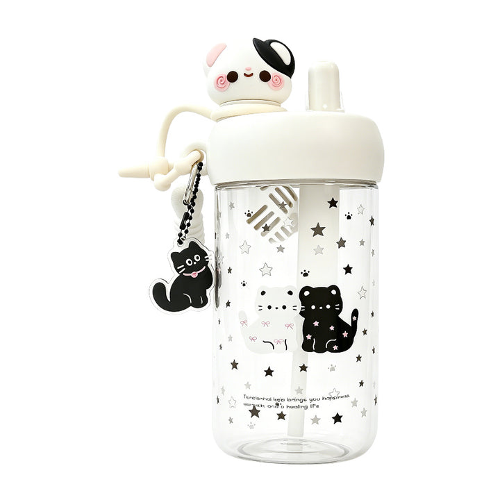 Ladies' water bottle with animal motifs and integrated straw Stornfield