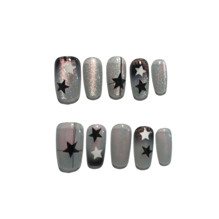 Artistic Star-Pattern Press-On Nail Set Stornfield