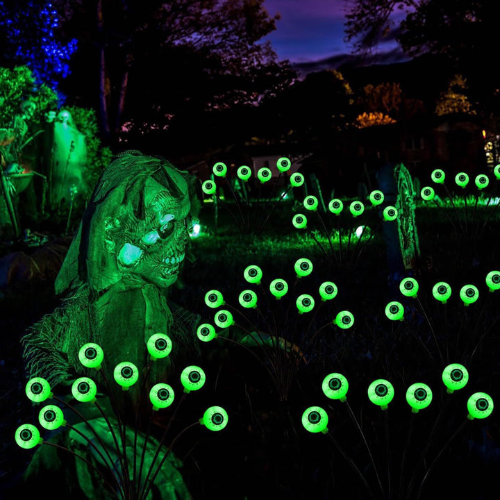 Glowing Eyeball Garden Stake Set With Solar LED And Flexible Stems Stornfield