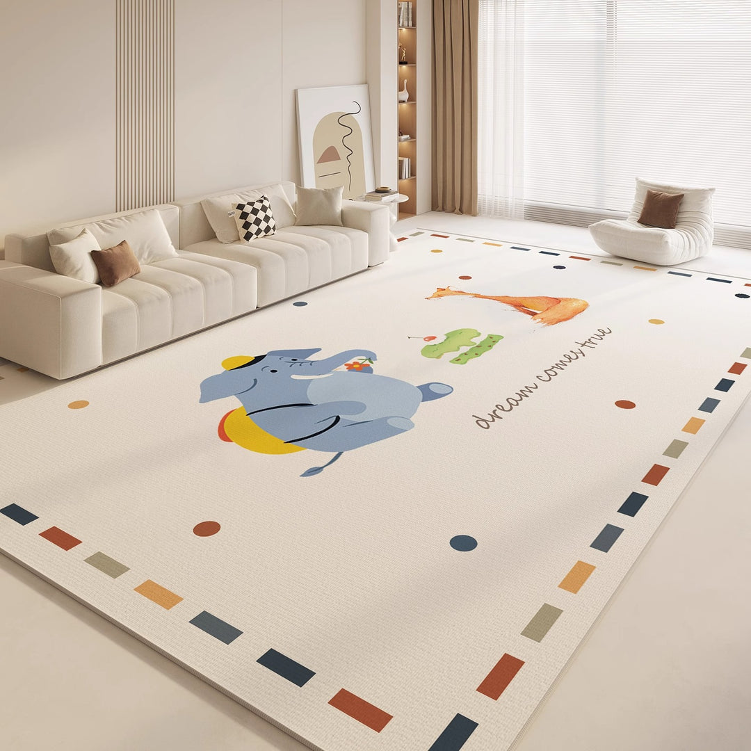 Cartoon-Themed Plush Area Rug for Living Room