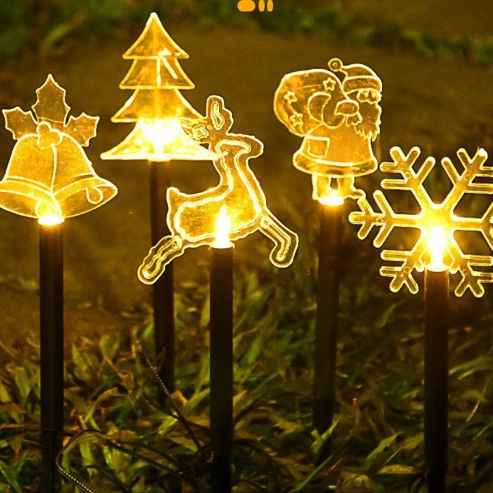 Acrylic Holiday Motif Solar Pathway Stake Lights With Warm LED And Ground Spike Stornfield