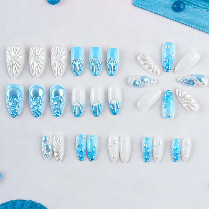 Artistic Seashell-Inspired Nail Art Set Stornfield