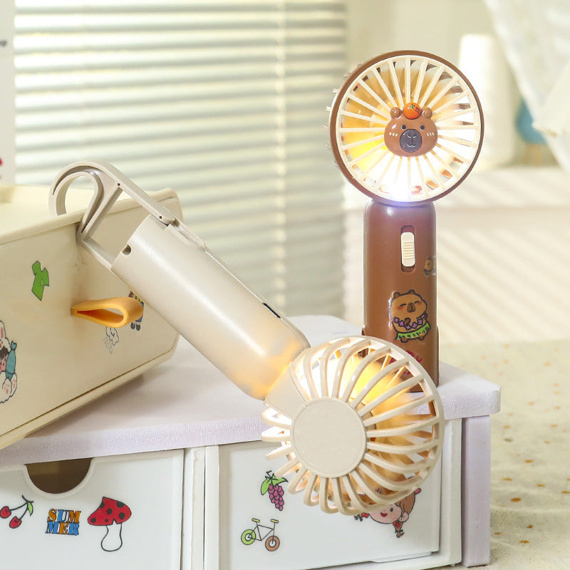 Women Portable Hand Fan with Cute Bear Design and LED Lighting Stornfield
