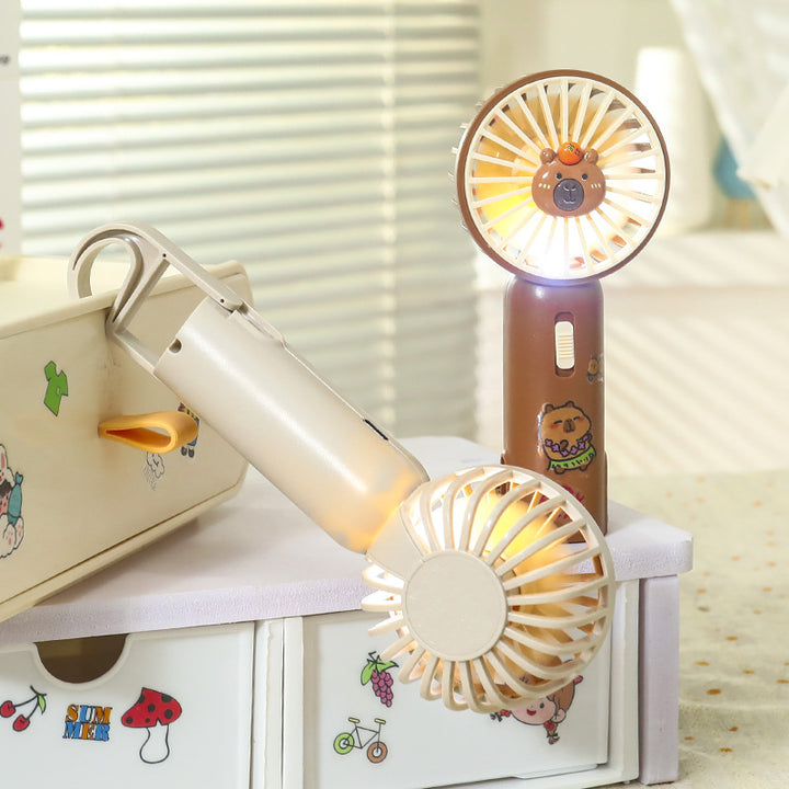 Women Portable Hand Fan with Cute Bear Design and LED Lighting Stornfield
