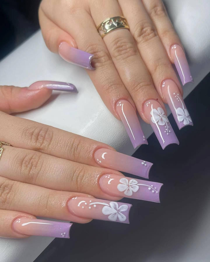 Decorative Floral Acrylic Nail Design Stornfield